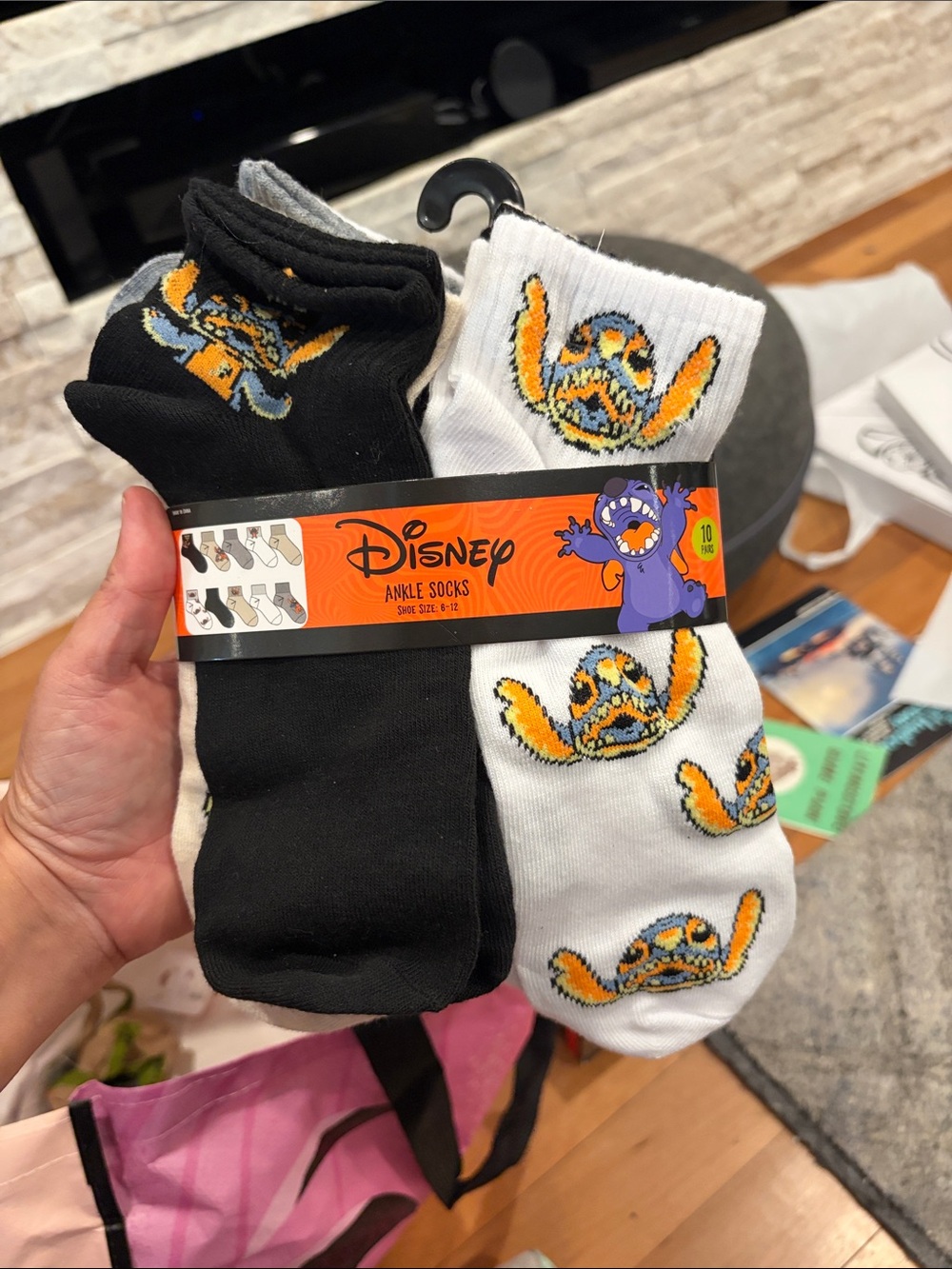 NWT Disney Lilo & Stitch Halloween Pumpkin Ankle Socks 10-Pack (Size 6-12)